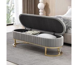 Tdsmyxgs Ce Banc De Rangement Dissimulé, Doté d'une Structure Métallique Rembourrée, Est Idéal comme Chaise pour Se Changer dans Une Entrée, Une Chambre Ou Un Salon(Gray,120cm)