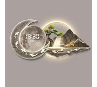Tdsmyxgs Horloge Murale Artistique Silencieuse À LED,Une Grande Sculpture,Représentant des Poissons Koi Et Un Paysage.Idéale pour Le Salon Ou La Chambre À Coucher(H,140 * 70cm)