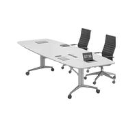 Tdsmyxgs Table De Conférence, Table De Bureau/de Discussion en Forme De Navire avec Prise Électrique, Adaptée Aux Grands Bureaux, Salles De Conférence Et Séminaires Professionnels(White,260x120cm)