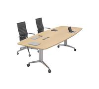 Tdsmyxgs Table De Conférence, Table De Bureau/de Discussion en Forme De Navire avec Prise Électrique, Adaptée Aux Grands Bureaux, Salles De Conférence Et Séminaires Professionnels(Beige,260x120cm)