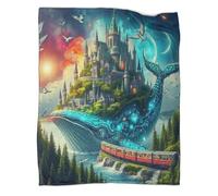 TDSNKAVHB baleineCouverture Jetable 3D en Flanelle Fantaisie CityCouverture Décorative pour Enfants Et Adultes, Couverture Super Douce, Adaptée À Toutes Les Saisons50x60inch(127x152cm)