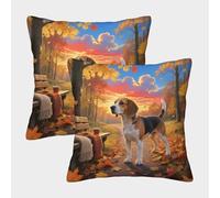 TDSNKAVHB Beagle 3D Printed Throw Pillow Home Decorative Square Cushion Animal de Compagnie Chien Cushion Cover Set of 2 for Home Bed Living Room Sofa 45x45cm