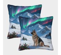 TDSNKAVHB Berger Allemand 3D Printed Pillow Case Decorative Square Cushion Animal de Compagnie Chien Festival Decor Gift Set of 2 for Home Bed Living Room Sofa 45x45cm