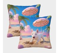 TDSNKAVHB Bull Terrier 3D Printed Throw Pillow Decorative Square Cushion Animal de Compagnie Chien Standard Pillowcase Set of 2 for Home Bed Living Room Sofa 50x50cm