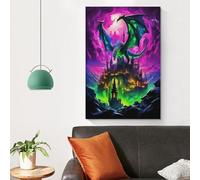 TDSNKAVHB Château du rêve Murale Dragon du mal Decoration Murale Peintures Sur Toile Impression Sur Toile Affiche Decoration Pour Salon Chambre Décorations 08x12inch(20x30cm)
