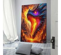 TDSNKAVHB Château du rêve Murale Dragon du mal Décoration Murale Peintures Sur Toile Impression Sur Toile Affiche Pour Salon Chambre Décorations 24x36inch(60x90cm)