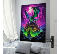 TDSNKAVHB Château du rêve Murale Dragon du mal Decoration Murale Peintures Sur Toile Impression Sur Toile Pour Salon Chambre Décorations 20x30inch(50x75cm)