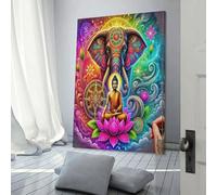 TDSNKAVHB éléphant Murale Statue du Bouddha Décoration Murale Image Sur Toile Tableau Impression Sur Toile Pour Salon Chambre Décorations 20x30inch(50x75cm)