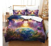 TDSNKAVHB Jésus3D Printing Duvet Cover Bedding Set Microfiber with merveilleuxHidden Zipper and Pillow Shams for Teen KidsDouble（200x200cm）