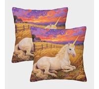 TDSNKAVHB Licorne 3D Printed Pillow Case Decorative Square Cushion Fantastique Festival Decor Gift Set of 2 for Home Bed Living Room Sofa 50x50cm