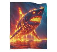 TDSNKAVHB requinCouvertures 3D en Flanelle Squelette FlameVoyage Et Camping pour Enfants, Garçons, Filles, Couverture Super Douce, Adaptée À Toutes Les Saisons80x90inch(200x230cm)