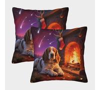 TDSNKAVHB Springer Espagne 3D Printed Throw Pillow Decorative Square Cushion Noël Festival Decor Gift Set of 2 for Home Bed Living Room Sofa 50x50cm