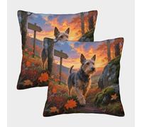 TDSNKAVHB Terrier Airedale 3D Printed Pillowcase Decorative Square Cushion Animal de Compagnie Chien Festival Decor Gift Set of 2 for Home Bed Living Room Sofa 40x40cm