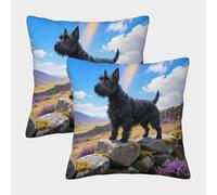 TDSNKAVHB Terrier écossais 3D Printed Pillowcase Home Decorative Square Cushion Animal de Compagnie Chien Festival Decor Gift Set of 2 Case Set for Couch Sofa Bedroom Living Room 50x50cm