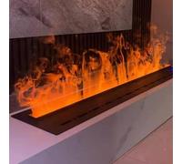 TDSYOCG CheminéE éLectrique à Vapeur d'eau 3D, 128 Couleurs De Flamme RéGlables Et Remplissage Automatique d'eau - ContrôLe Tactile, Commande à Distance Et Application Mobile, Panneau Ultra-Fin 3mm