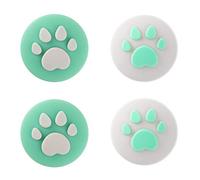 TDTOK Lot de 4 capuchons en forme de griffe de chat pour Nintendo Switch & Lite et coque en silicone souple pour manette Joy-Con Blanc et vert