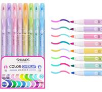 Tdual Tips Lot De 8 Surligneurs Colorés Empilés Pour Journal,Planificateur De Bible,Notes,École,Fournitures De Bureau (8)
