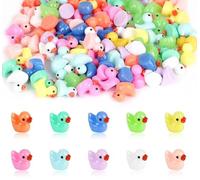 TDUNSYA 100 Pieces Mini Canards en Résine, Coloré Petits Canard Miniature Résine, Mini Canard en Plastique Petit, Miniatures Figurines de Canard pour Aquarium, Jardin, Paysage