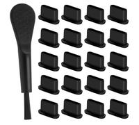 TDUNSYA Lot de 20 Bouchons Anti-poussière,Cache de Port USB C avec Nettoyer la Brosse,Type-C Housse Anti-Poussière en Silicone,pour Smartphone, Tablette & Autres appareils USB Type-C