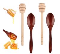 TDUNSYA Lot de 4 Cuillères à Miel,Cuillères à Miel en Bois de 14 cm,Bâtonnets Mélangeurs en Spirale de Miel,pour Miel,Confiture,Café,Lait Concentré ou Sirop