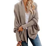 Tdvcpmkk Cardigan long pour femme - Automne et hiver - Manches chauve-souris, kaki, L