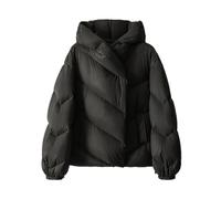 Tdvcpmkk Doudoune courte à capuche pour femme, Noir , S