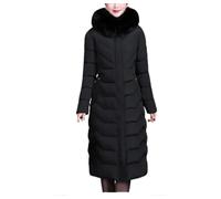 Tdvcpmkk Doudoune longue à capuche pour femme avec col en fourrure, manteau d'hiver pour mère d'âge moyen et âgé, Noir , 3XL