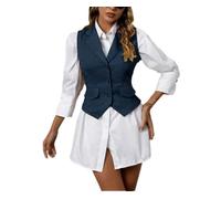 Tdvcpmkk Gilet de costume décontracté sans manches pour femme, bleu marine, M
