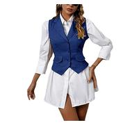 Tdvcpmkk Gilet de costume tendance décontracté sans manches pour femme, gilet formel, bleu roi, L, bleu marine, L