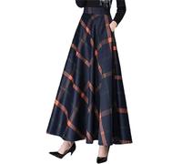 Tdvcpmkk Jupe longue en tweed pour femme - Taille haute - Automne et hiver - Taille haute - Jupe trapèze, Orange, 48