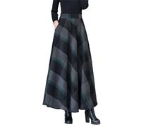 Tdvcpmkk Jupe longue en tweed pour femme - Taille UK - Jupe stretch taille haute - Coupe A - Automne et hiver, EN8, M