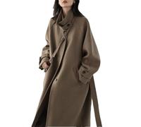 Tdvcpmkk Manteau à manches longues en laine et dentelle pour femme, café, XL