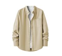 Tdvcpmkk PlUK Chemise de travail boutonnée à manches longues et à revers pour homme, jaune, 4XL