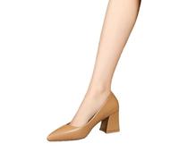 Tdvcpmkk Talons carrés à bout pointu pour femme Talons moyens Talons hauts basiques