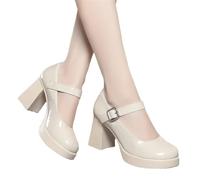 Tdvcpmkk Talons hauts à plateforme pour femme - Printemps - Épais - Convient pour les modèles de bureau, Beige 001, 36 EU