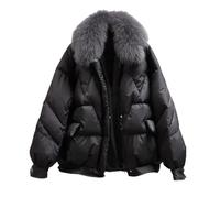 Tdvcpmkk Veste d'hiver pour femme avec col en fourrure - Parka ample et chaude en coton, Col en fourrure gris 9, M