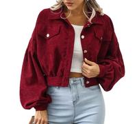 Tdvcpmkk Vestes Pour Femmes, Hauts À Manches Ballon, Blousons Bombardiers Courts, Manteaux, Vestes En Velours Côtelé Pour Femmes