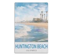 TDXYz de Fer Plaque de Porte Murale en étain Panneau en Acier Étain Mur Signe Décorations d'art pour Café Bar Parc HôtelHuntington Beach Californie15x30cm(6x12 pouces) A756