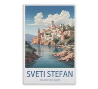TDXYz de Fer Plaque de Porte Murale en étain Panneau en Acier Étain Mur Signe Décorations d'art pour Café Bar Parc HôtelSveti Stefan Monténégro15x30cm（6x12 pouces） A776