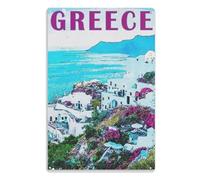 TDXYz Étain Métal Mural Signe Plaque Affiche Peinture Art Décoratif Vintage pour Cafe Bar Pub Bière Décoration, Grèce30x40cm (12x16 pouces) A480