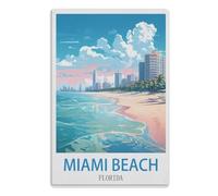TDXYz Étain Métal Mural Signe Plaque Affiche Peinture Art Décoratif Vintage pour Cafe Bar Pub Bière Décoration, Miami Beach Floride15x40cm(6x16 pouces) A740
