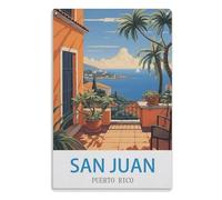TDXYz Étain Métal Mural Signe Plaque Affiche Peinture Art Décoratif Vintage pour Cafe Bar Pub Bière Décoration, San Juan Porto Rico30x40cm (12x16 pouces) A720