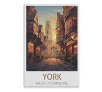 TDXYz Peinture en Étain,Décor de Chambre Murale Rétro Art Nostalgique/Panneau Mural En Étain Vintage,Décoratif pour Café Bar Pub Bière Maison, York Yorkshire du Nord15x40cm（6x16 pouces） A869