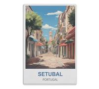 TDXYz Peinture en Étain,Décor de Chambre Murale Rétro Art Nostalgique/Panneau Mural En Étain Vintage,Décoratif pour Café Bar Pub Bière Maison, Setúbal Portugal15x40cm(6x16 pouces) A1409