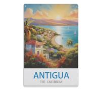 TDXYz Signe Etain Toilette Signe Métal Vintage Affiche Rétro Peinture Plaque Signe Fer Décor Mural D’Art Suspendu pour Toilettes Toilettes MaisonAntigua Caraïbes20x30cm(8x12 pouces) A615
