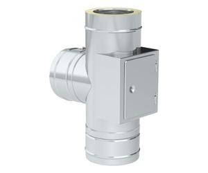 Té 87° avec trappe de visite arrière - double paroi - Tecnovis TEC-DW-CLASSIC 130mm