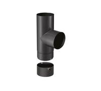 Joncoux Coude T de 90° d'angle - avec tampon - émail 0.7MM - noir mat - Ø125MM