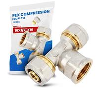 Té à Compression PEX-AL-PEX Raccord 16 x 1/2'' x 16 FF PEX-AL-PEX Laiton Connecteur pour Tube Multicouche Système de Chauffage Plomberie
