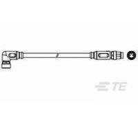 TE Connectivity 2273124-4 Câble de raccordement M8 femelle, coudé, mâle, droit 1.50 m Nombre de pôles: 3 1 pc(s)