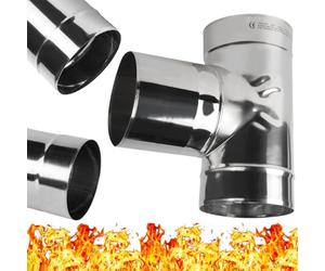 Té d’échappement 90° en Acier Inoxydable - Raccord en T 90 ° pour Cheminée Tuyaux d'échappement Fumée - Té Equerre à 90 Degrés - Diamètre 180 mm - Ø 180 mm